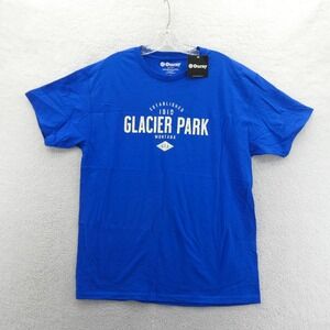Ouray Shirt Mens Large Glacier Park Montana Blue Graphic Short Sleeve Cotton